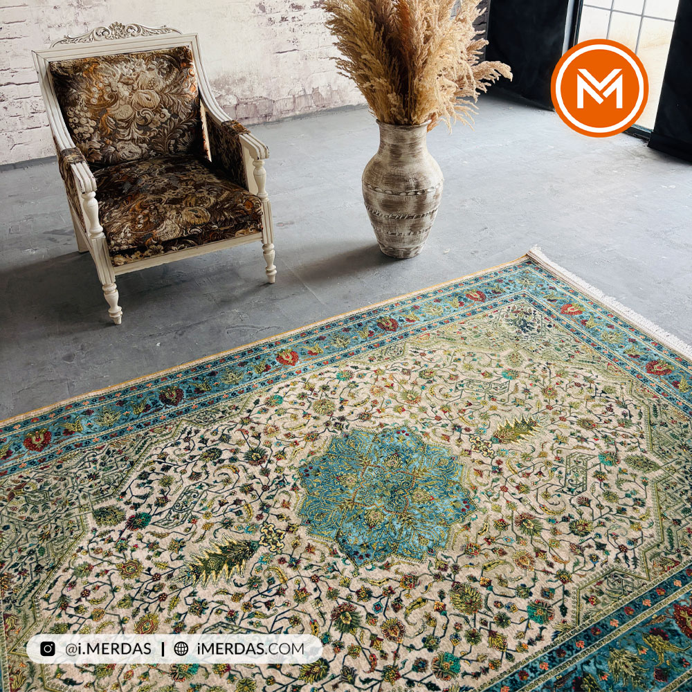 فرش کهنه نما کد Q03103 زمینه تمام رنگ